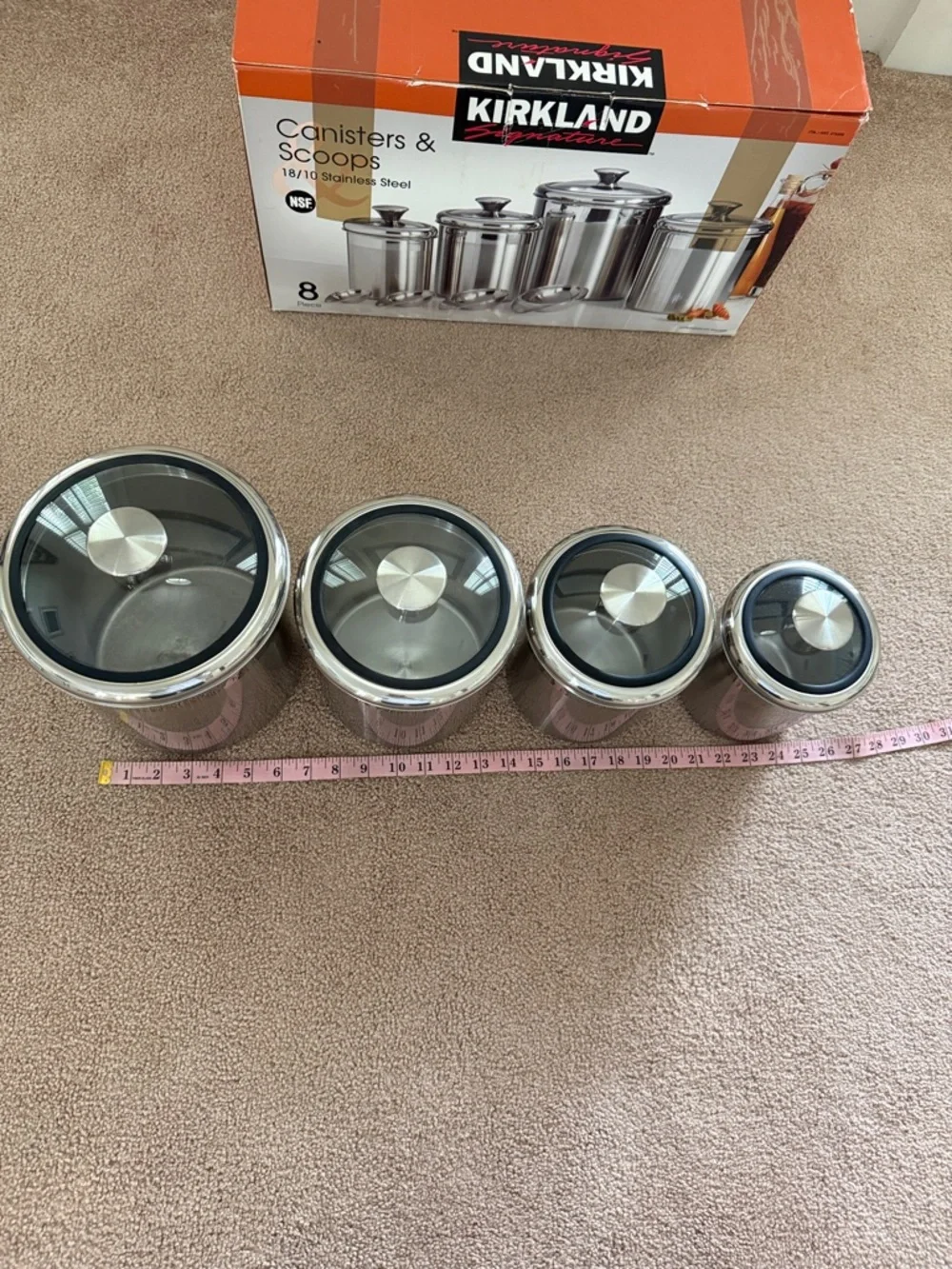 Kirkland Signature Stainless Steel Canister Set - Silver with Clear Lids - Picture 2 of 10